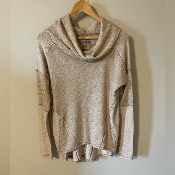 Free People We the Free Beatnik Hacci Cowl Neck Sweater Oatmeal Medium - Picture 1 of 8